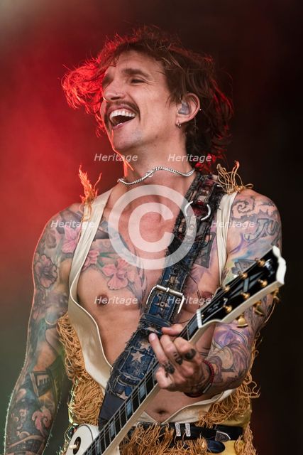 The Darkness live at the Cornbury Music Festival, Great Tew Park, Oxfordshire, Jul 2022. Creator: Annapaola Marchesani.
