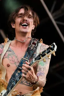 The Darkness live at the Cornbury Music Festival, Great Tew Park, Oxfordshire, Jul 2022. Creator: Annapaola Marchesani