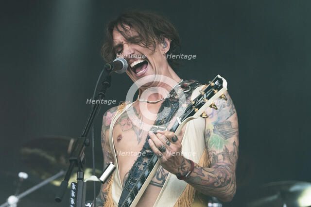 The Darkness live at the Cornbury Music Festival, Great Tew Park, Oxfordshire, Jul 2022. Creator: Annapaola Marchesani.