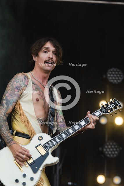 The Darkness live at the Cornbury Music Festival, Great Tew Park, Oxfordshire, Jul 2022. Creator: Annapaola Marchesani.