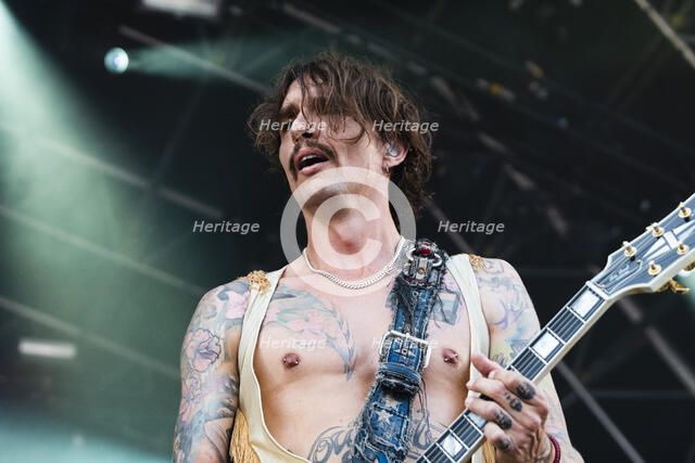 The Darkness live at the Cornbury Music Festival, Great Tew Park, Oxfordshire, Jul 2022. Creator: Annapaola Marchesani.