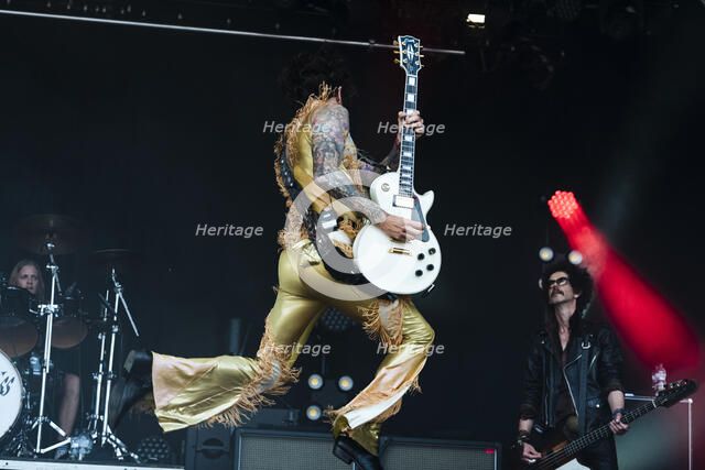 The Darkness live at the Cornbury Music Festival, Great Tew Park, Oxfordshire, Jul 2022. Creator: Annapaola Marchesani.