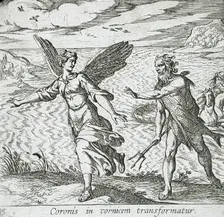 The Daughter of Coroneus Changed into a Crow, published 1606. Creators: Antonio Tempesta, Wilhelm Janson
