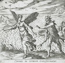 The Daughter of Coroneus Changed into a Crow, published 1606. Creators: Antonio Tempesta, Wilhelm Janson