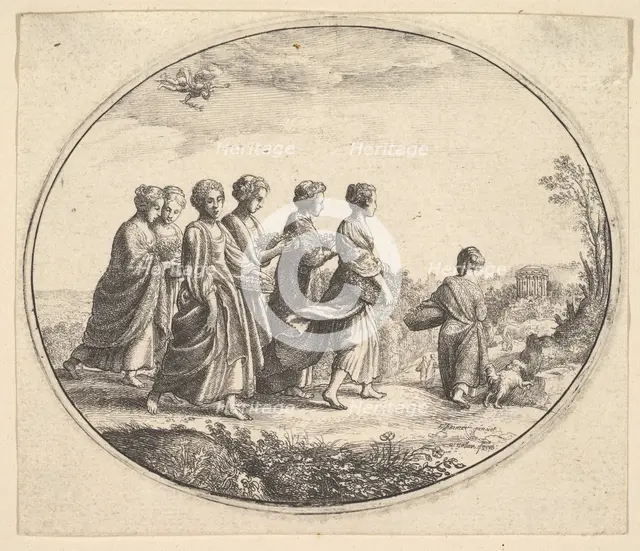 The daughters of Aglaura (Mercury and Herse), ca. 1646. Creator: Wenceslaus Hollar.