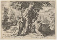 The Daughters of Cecrops Open the Casket Entrusted to Them by Minerva, 1589. Creator: Goltzius, Workshop of Hendrick, after Hendrick Gol