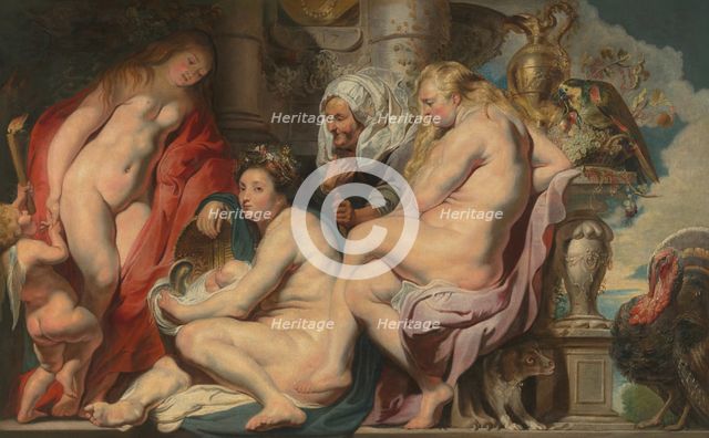 The Daughters of Cecrops Finding the Child Erichthonius, 1617. Creator: Jacob Jordaens I.