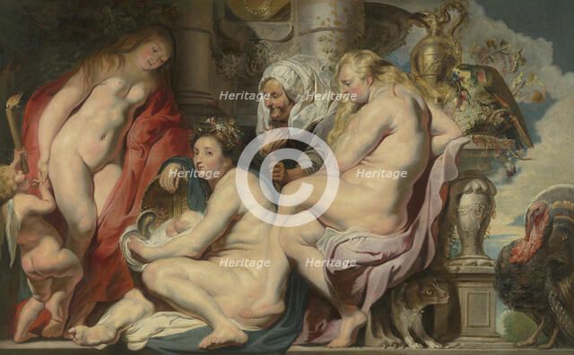 The Daughters of Cecrops Finding the Child Erichthonius, 1617. Creator: Jacob Jordaens I.