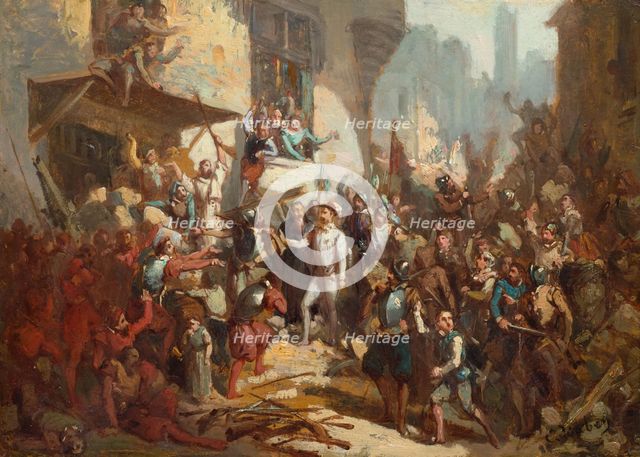 The Day of the Barricades (Journée des barricades) on 12 May 1588. Creator: Isabey, Louis Gabriel Eugène (1803-1886).