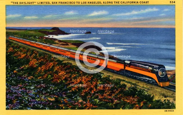 'The Daylight' Limited, San Francisco to Los Angeles, along the California Coast, 1942. Artist: Unknown