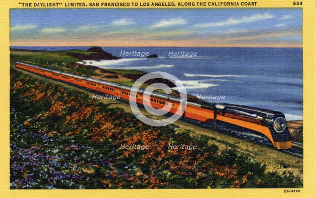 'The Daylight' Limited, San Francisco to Los Angeles, along the California Coast, 1942. Artist: Unknown