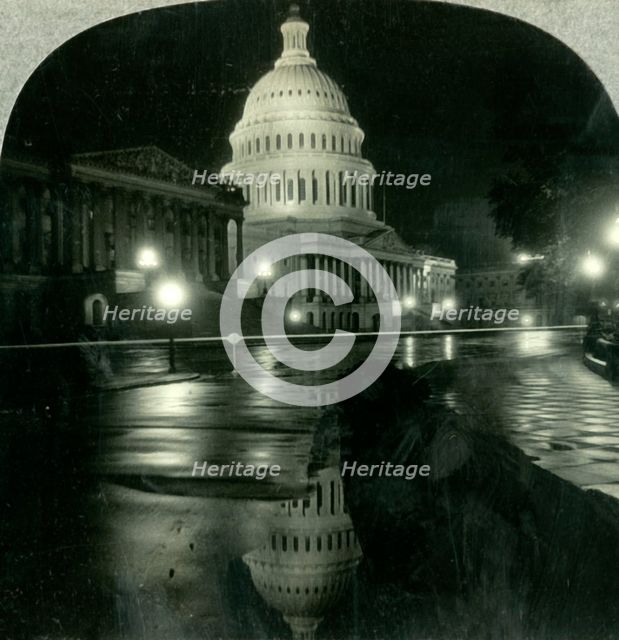 'The Dazzling Dome of the Capitol on a Rainy Night, Washington D.C.', c1930s. Creator: Unknown.