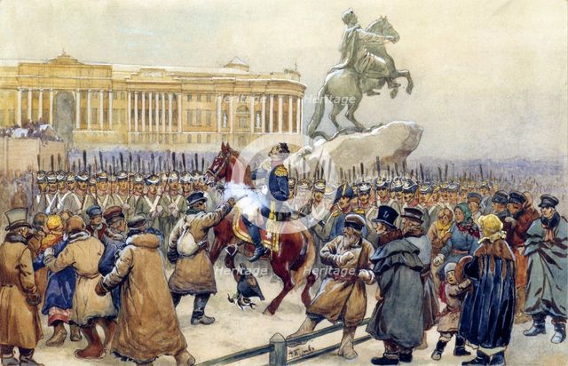 The Decembrist revolt at the Senate Square on December 14, 1825, 1870s.