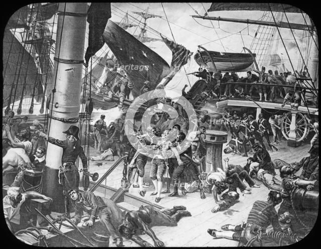 The deck of HMS 'Victory', 1805. Artist: Newton & Co