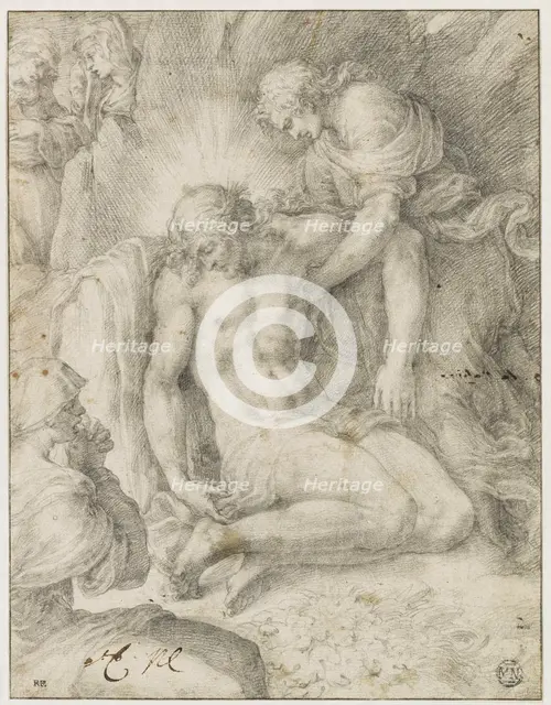 The Dead Christ mourned by John the Evangelist and the holy women, First Half of 16th cen. Creator: Clovio, Giulio (1498-1575).