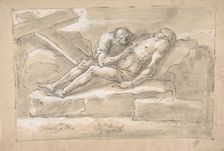 The Dead Christ Mourned by the Magdalen Who Venerates His Side Wound., 1787-1863. Creator: Fortunato Duranti