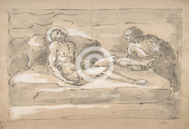 The Dead Christ Mourned by the Magdalen Who Venerates the Wounds on His Feet, 1787-1863. Creator: Fortunato Duranti.