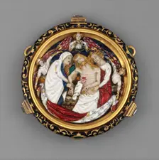 The Dead Christ with the Virgin, Saint John, and Angels, French, ca. 1390-1405. Creator: Unknown