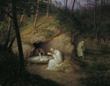 The dead hermit, 1850. Creator: Ludwig Ferdinand Schnorr von Carolsfeld