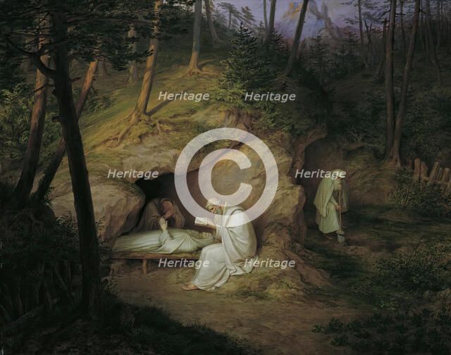 The dead hermit, 1850. Creator: Ludwig Ferdinand Schnorr von Carolsfeld.