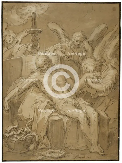 The dead Jesus mourned by angels. Creator: Abraham Bloemaert.