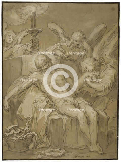 The dead Jesus mourned by angels. Creator: Abraham Bloemaert.