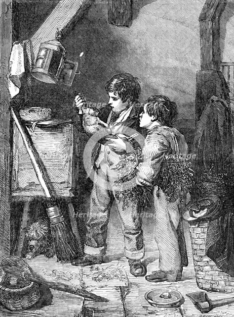 "The Dead Rabbit" - painted by J. Clark - from the Exhibition of the British Institution, 1857. Creator: Harvey Orrin Smith.