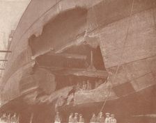 The deadly effect of a torpedo, c1917 (1919). Artist: FC Coleman