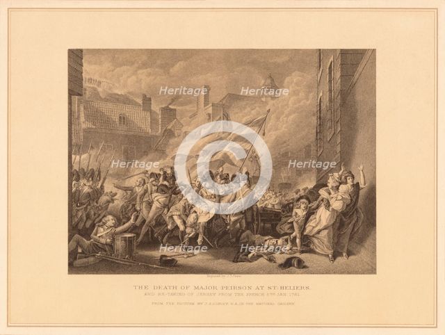 'The Death of Major Peirson at St. Heliers', 1781 (1878). Artist: JJ Crew.