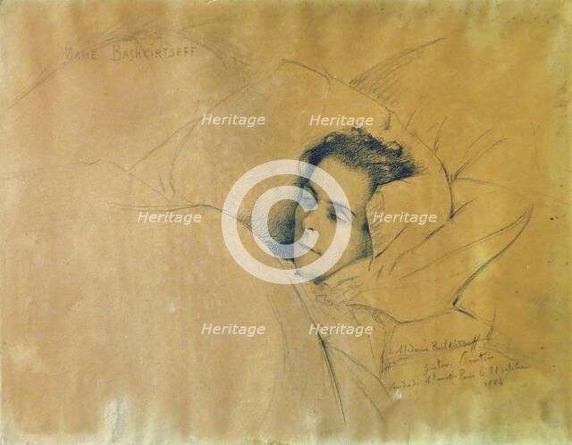 The death of Maria Konstantinovna Bashkirtseva (1858-1884), 1884. Creator: Courtois, Gustave (1852-1923).