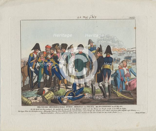 The Death of Marshal Duroc at Hochkirchen on 22 May 1813. Artist: Campe, August Friedrich Andreas (1777-1846)