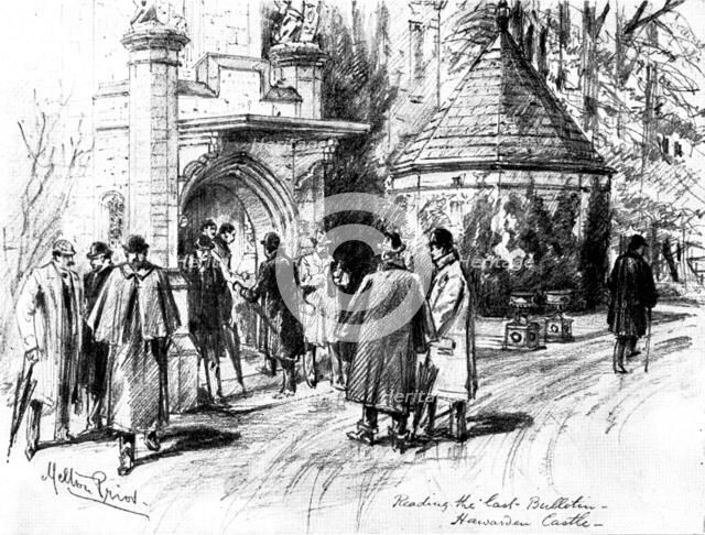 The Death of Mr. Gladstone: reading the last bulletin at Hawarden Castle, 1898. Creator: Unknown.