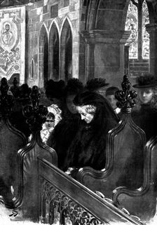 The Death of Mr. Gladstone:...Mrs. Gladstone listening to the sermon of Dean Wickham, 1898. Creator: Unknown