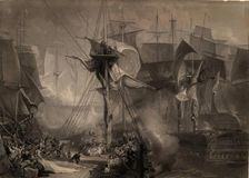 The Death of Nelson at Battle of Trafalgar. Creator: JMW Turner