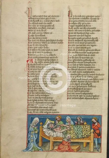 The Death of Noah; Weltchronik, about 1400-1410. Creator: Unknown.