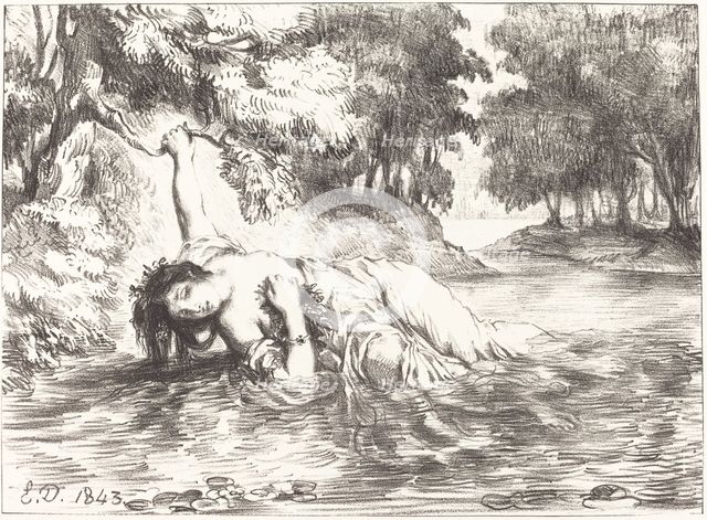 The Death of Ophelia (Act IV, Scene VII), 1843. Creator: Eugene Delacroix.