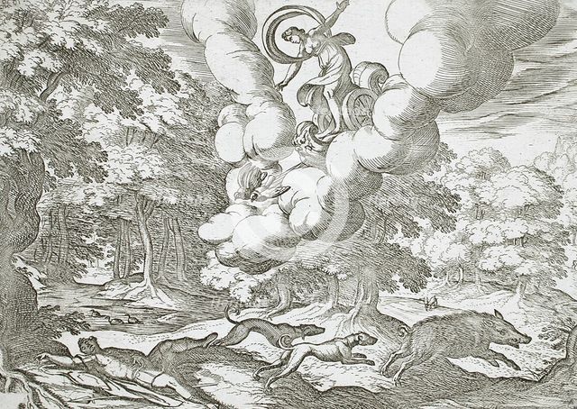 The Death of Adonis, 16th century. Creator: Antonio Tempesta.