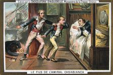The death of Admiral Casabianca and his son at the Battle of the Nile, 1798, (19th century)