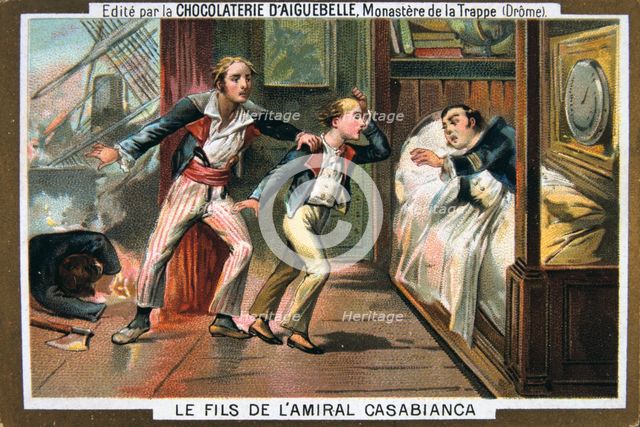 The death of Admiral Casabianca and his son at the Battle of the Nile, 1798, (19th century). Artist: Unknown