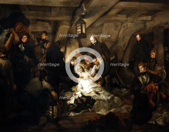 The death of Admiral Lord Nelson, 1805 (1807).Artist: Arthur William Devis