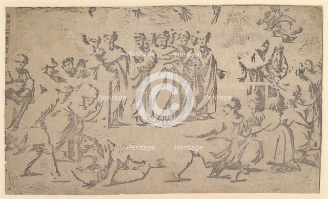 The death of Ananias surrounded by Apostles, 1518. Creator: Ugo da Carpi.