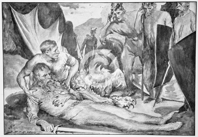 'The Death of Beowulf', 1910.  Creator: John Henry Frederick Bacon.