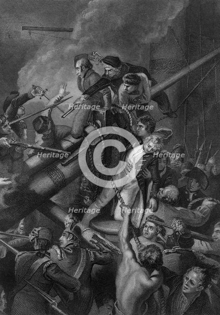 The death of Captain Faulknor, 1795 (c1857). Artist: J Rogers