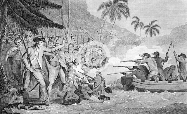 The Death of Captain James Cook on February 14, 1779, 1784. Artist: Anonymous  