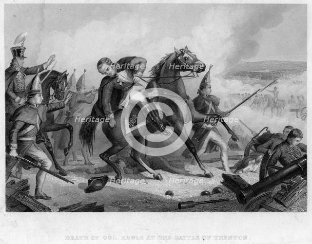 The death of Colonel Rawle at the Battle of Trenton, 1776. Artist: Unknown