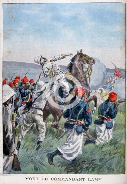 The death of commandant Lamy, Battle of Kousséri, 22nd April 1900.  Artist: Oswaldo Tofani