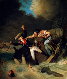 The death of Duke Leopold of Brunswick during a flood in Brunswick, Germany, 1785. Artist: Pierre Alexandre Wille