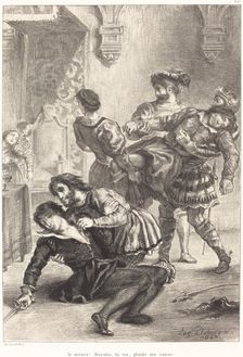 The Death of Hamlet (Act V, Scene II), 1843. Creator: Eugene Delacroix