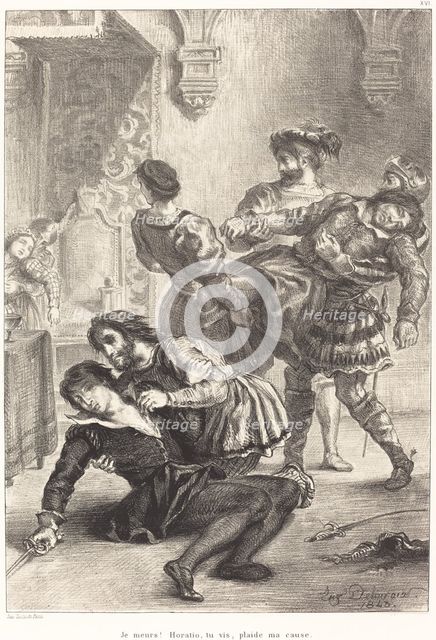 The Death of Hamlet (Act V, Scene II), 1843. Creator: Eugene Delacroix.