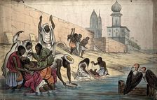 The "death of Hindoos on the banks of the river Ganges", 1860. Creator: The Empire Traveller